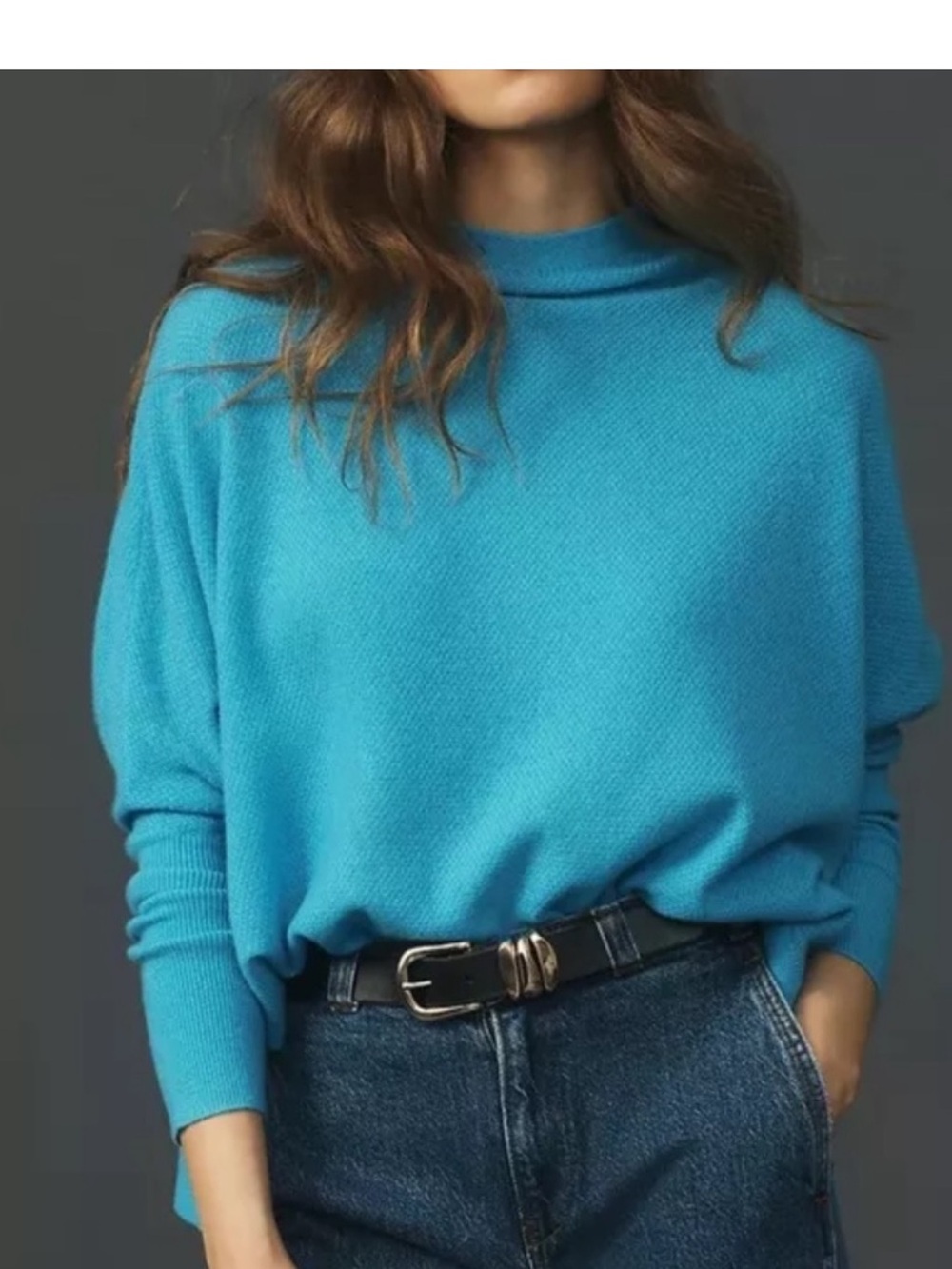 Maeve Anthropologie 100% Cashmere Mock Neck Dolman Sweater XXS-XS Blue